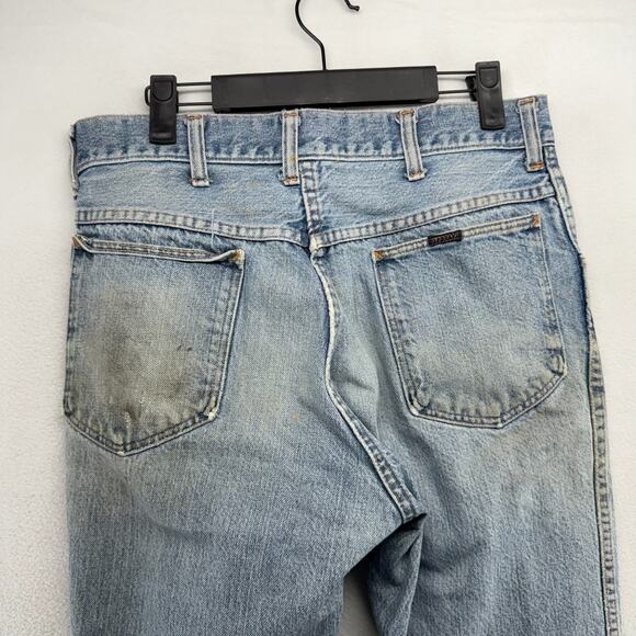 Vintage Big Yank Jeans Fits 30x30 Blue Faded Whisker Bootcut Flared Scovill 70s - Picture 13 of 16